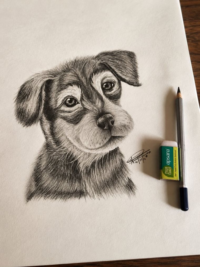 Pencil drawing of a dog
